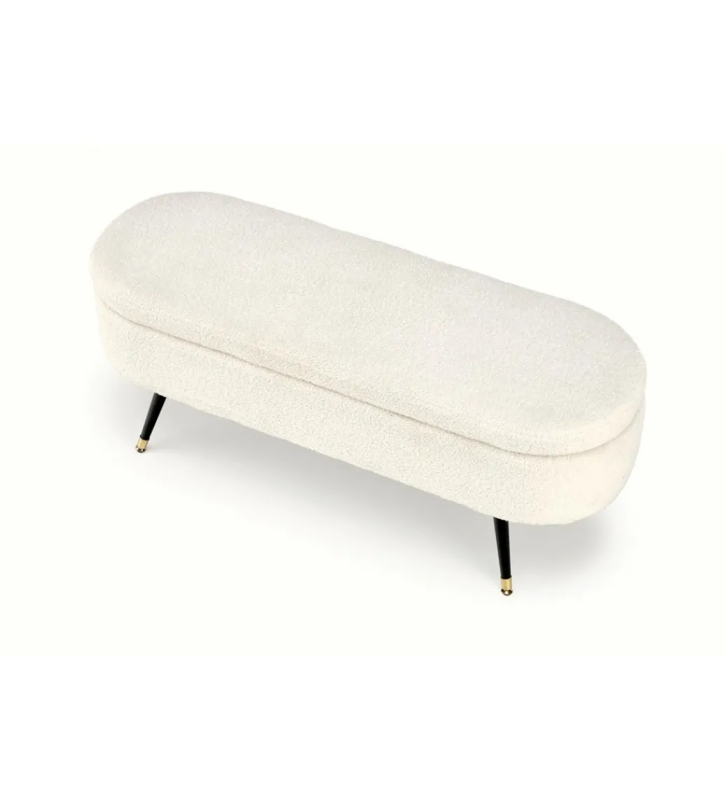 Halmar Ławka AVEIRO 120 cm z pojemnikiem Bouclé kremowa