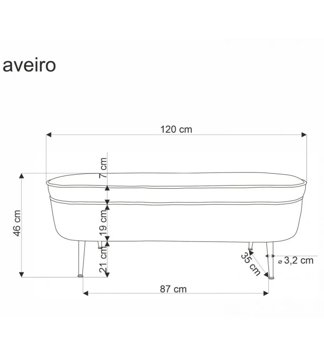 Halmar Ławka AVEIRO 120 cm z pojemnikiem Bouclé kremowa