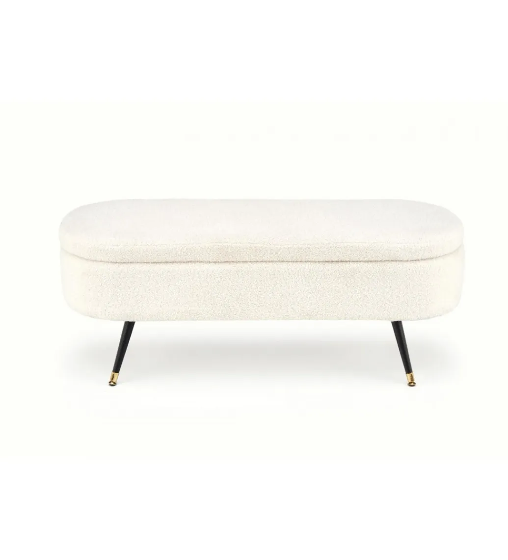 Halmar Ławka AVEIRO 120 cm z pojemnikiem Bouclé kremowa