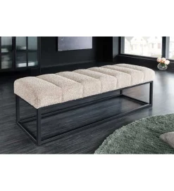 Invicta Interior Ławka Baltic 110 cm Bouclé szampański beż
