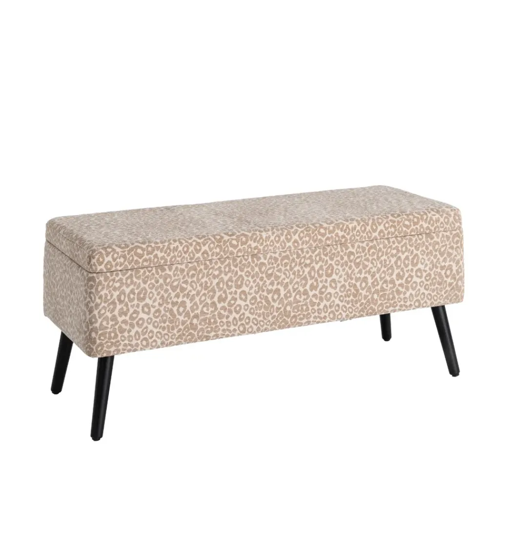 Zona-Design Ławka BAUL 100 cm beżowo kremowa panterka