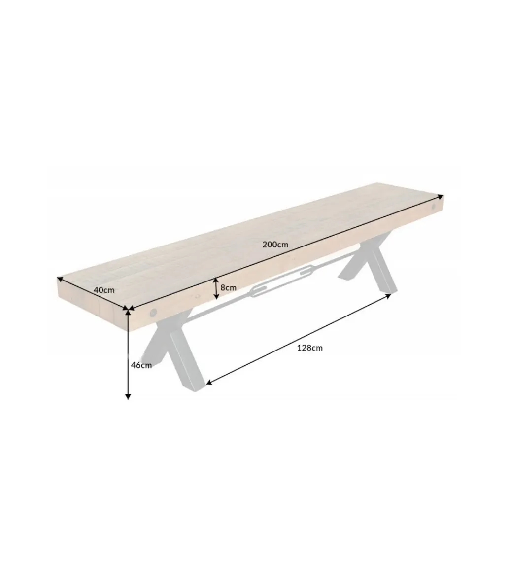 Invicta Interior Ławka FACTORY Thor 200 cm drewno sosna brąz
