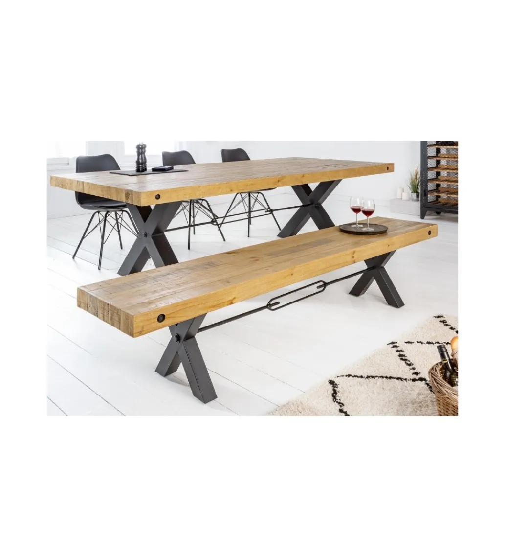 Invicta Interior Ławka FACTORY Thor 200 cm drewno sosna brąz