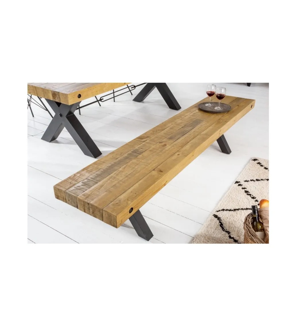 Invicta Interior Ławka FACTORY Thor 200 cm drewno sosna brąz