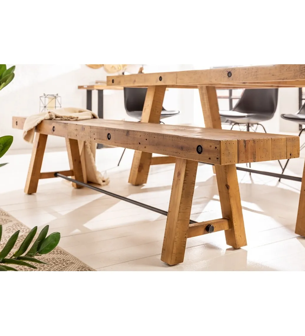 Invicta Interior Ławka FINES Finca 165 Cm drewno sosna brąz
