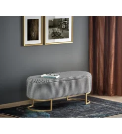 Halmar Ławka HARMONY 105 cm z pojemnikiem pepitka czarno biała