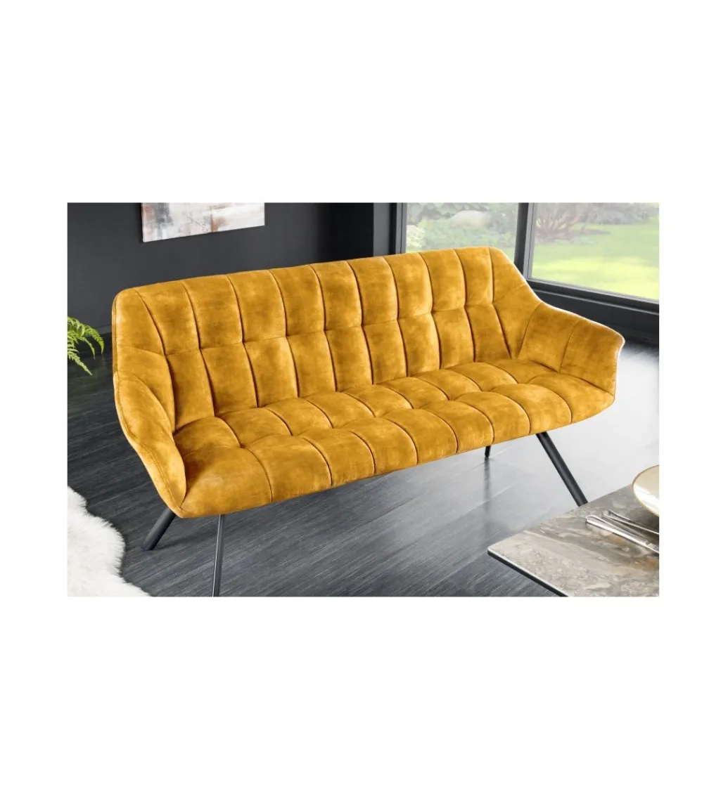 Invicta Interior Ławka LUISA 165 cm ciemna musztarda