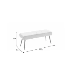Invicta Interior Ławka OLIWIA III 100 cm kremowa