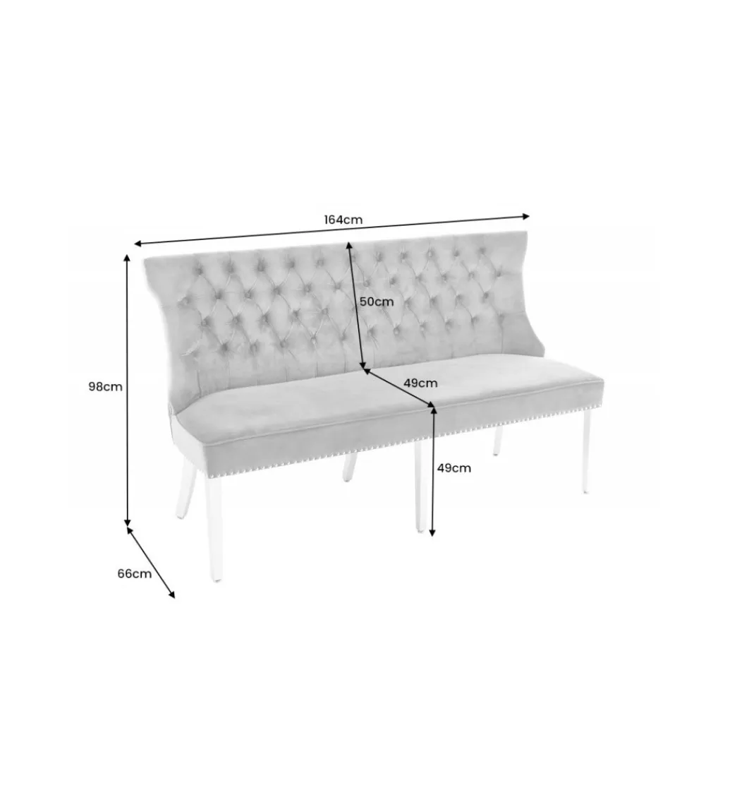 Invicta Interior Ławka OXANA Modern Barock 164 cm Szara