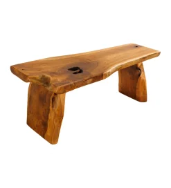 Invicta Interior - przedsprzedaż Ławka ROOT 100 cm drewno teak naturalny brąz