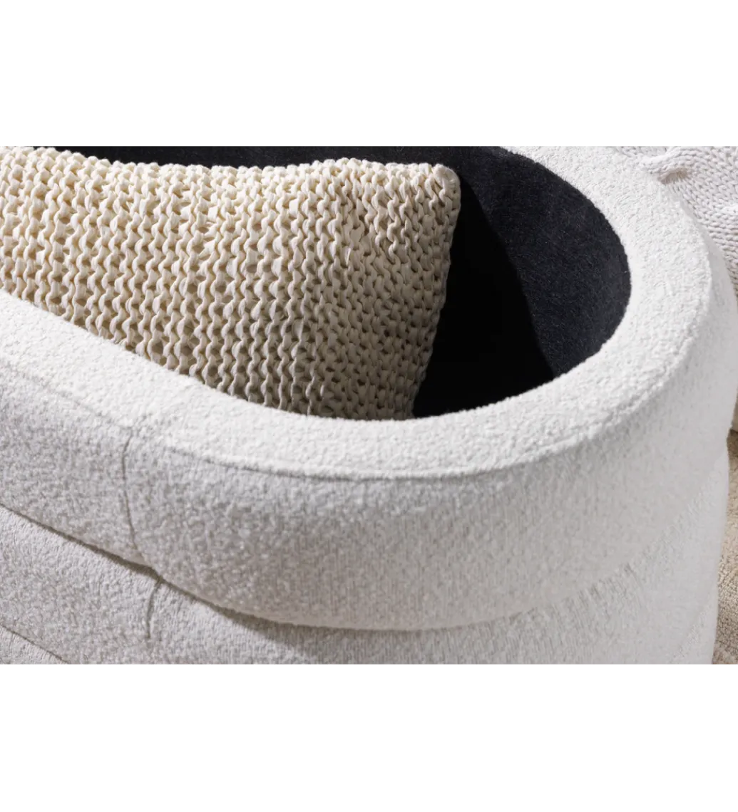Invicta Interior Ławka VOQUE 115 cm z pojemnikiem Bouclé kremowo biała