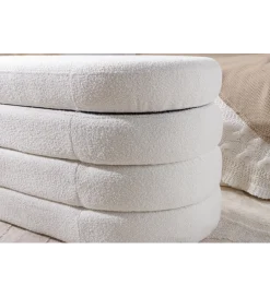 Invicta Interior Ławka VOQUE 115 cm z pojemnikiem Bouclé kremowo biała