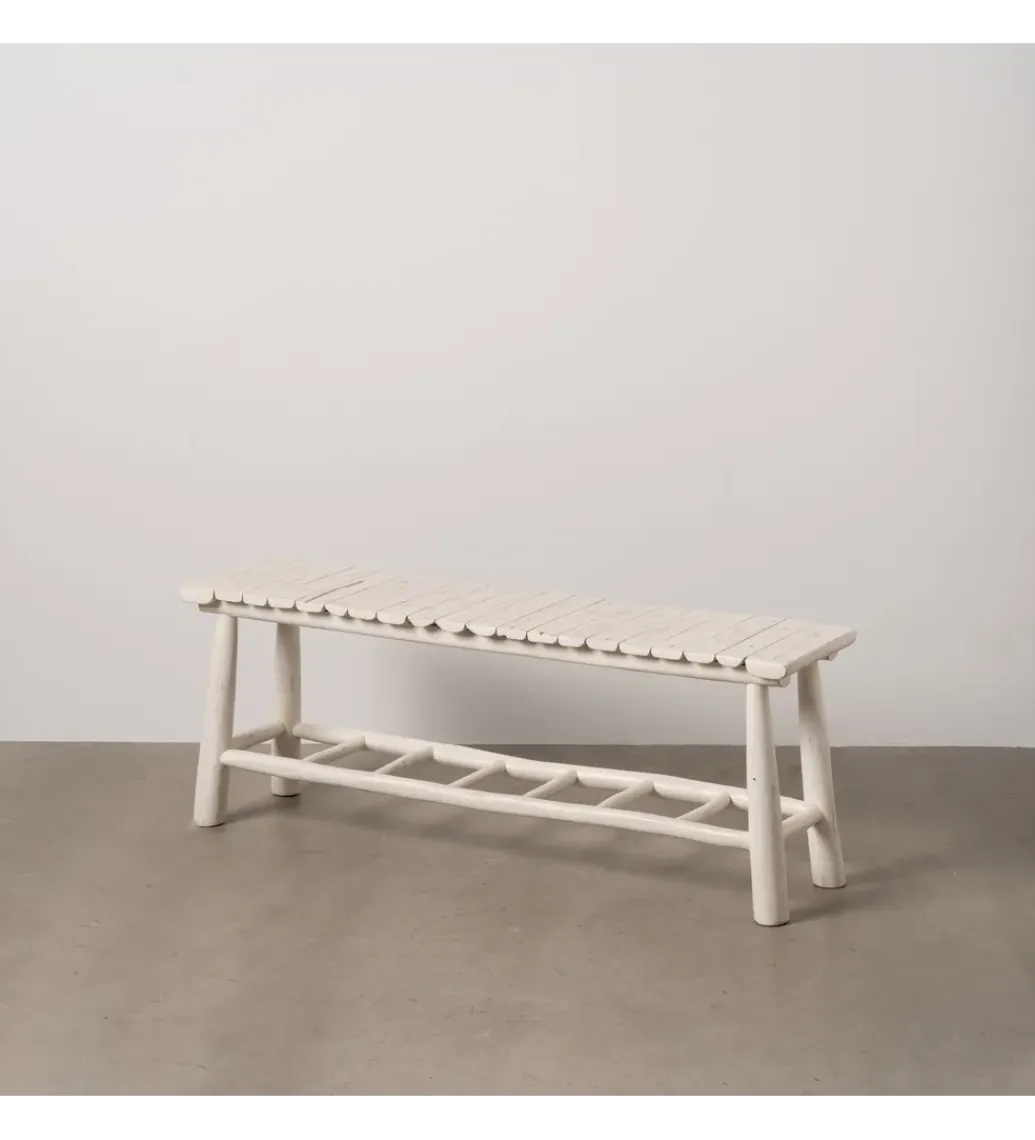 Zona-Design Ławka WORN 120 cm drewno teak bielona