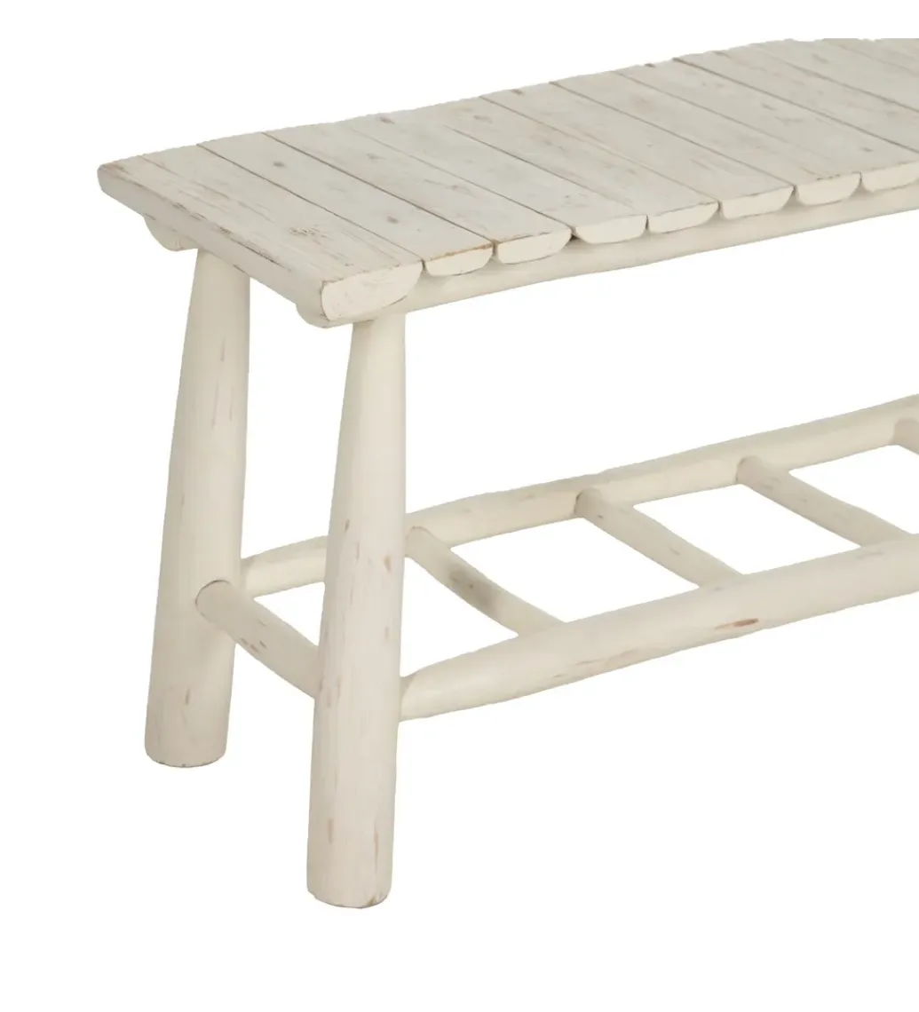 Zona-Design Ławka WORN 120 cm drewno teak bielona