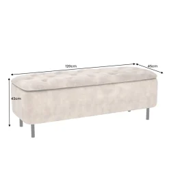 Invicta Interior - przedsprzedaż Ławka z schowkiem EN VOUGE 120 cm welwet szary