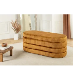 Invicta Interior Ławka z schowkiem VOQUE 115 cm welwet musztardowy