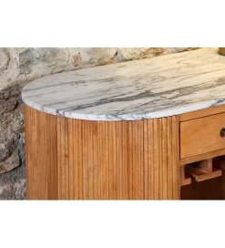 Invicta Interior Barek wyspa TRES CHIC 120 cm drewno mango blat marmur