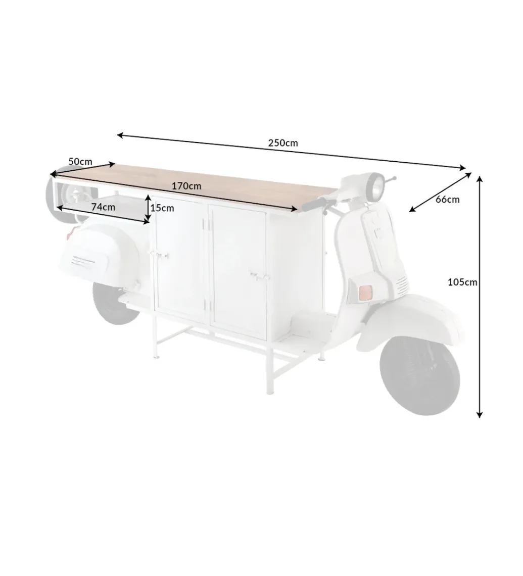 Invicta Interior Barowa komoda SCOOTER 250 cm drewno mango