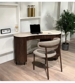 LF-Design Biurko BRIX DEXTER 136 cm drewno mango brązowe kamień bottecino