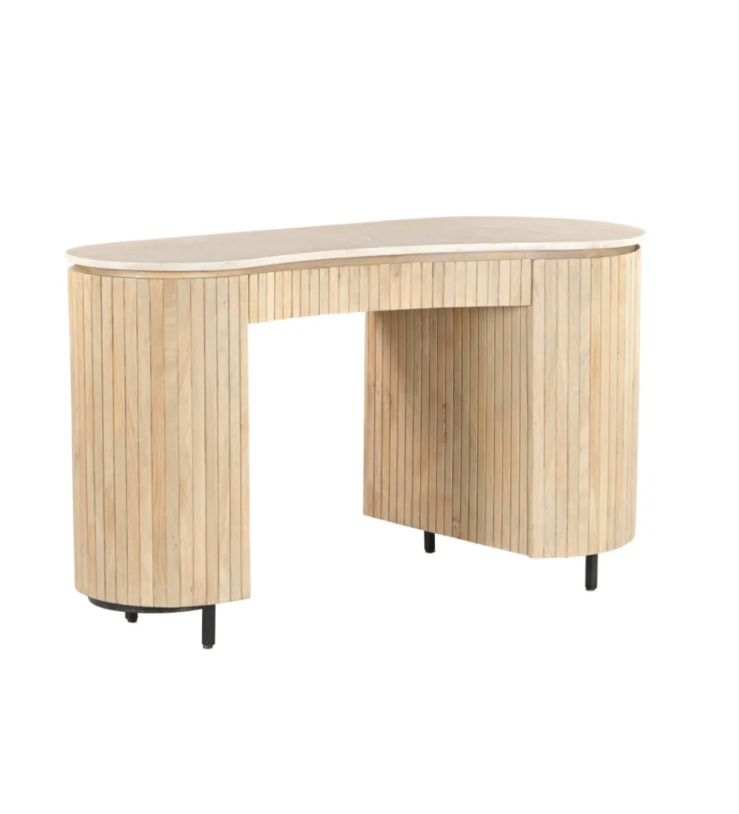LF-Design Biurko BRIX DEXTER 136 cm drewno mango kamień bottecino