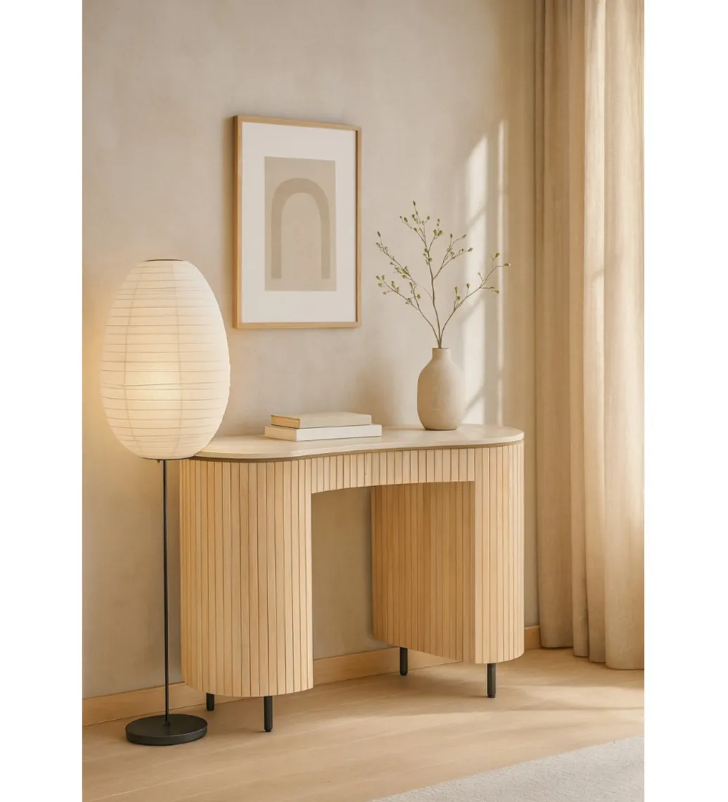 LF-Design Biurko BRIX DEXTER 136 cm drewno mango kamień bottecino