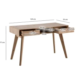 WOHNLING, GERMANY Biurko LOREZO 120 cm w optyce dębu