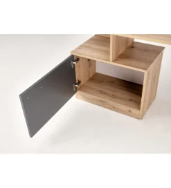 Halmar Biurko MISO 144 cm drewno dębu artisan grafitowy