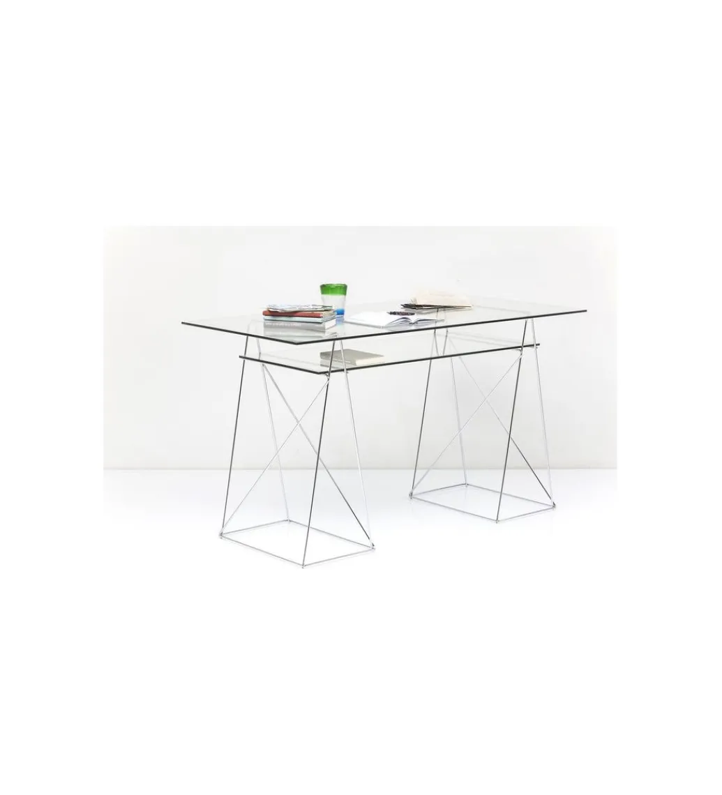 KARE Biurko szklane POLAR 130 cm srebrne