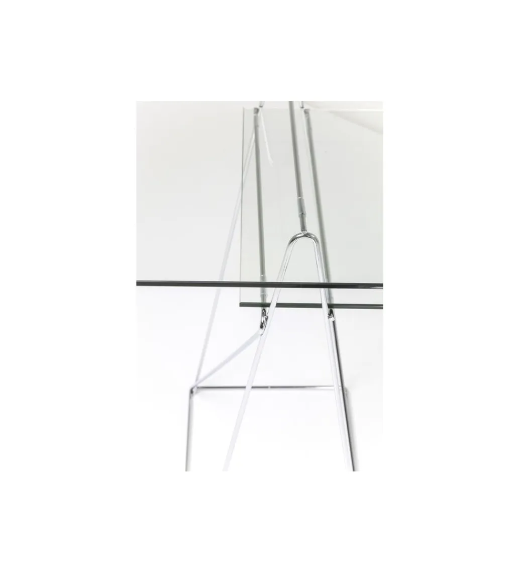KARE Biurko szklane POLAR 130 cm srebrne