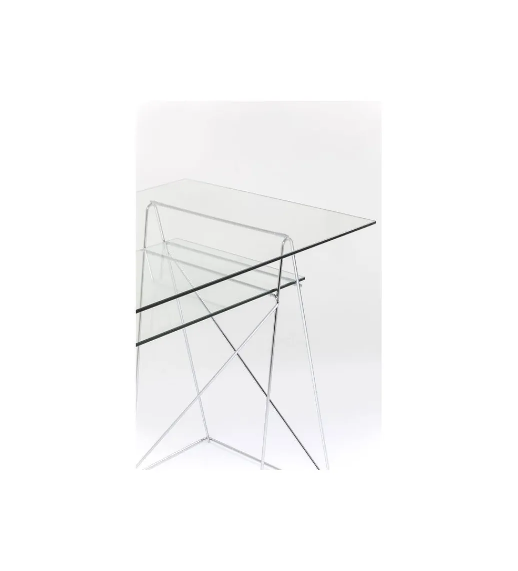 KARE Biurko szklane POLAR 130 cm srebrne