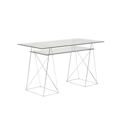 KARE Biurko szklane POLAR 130 cm srebrne