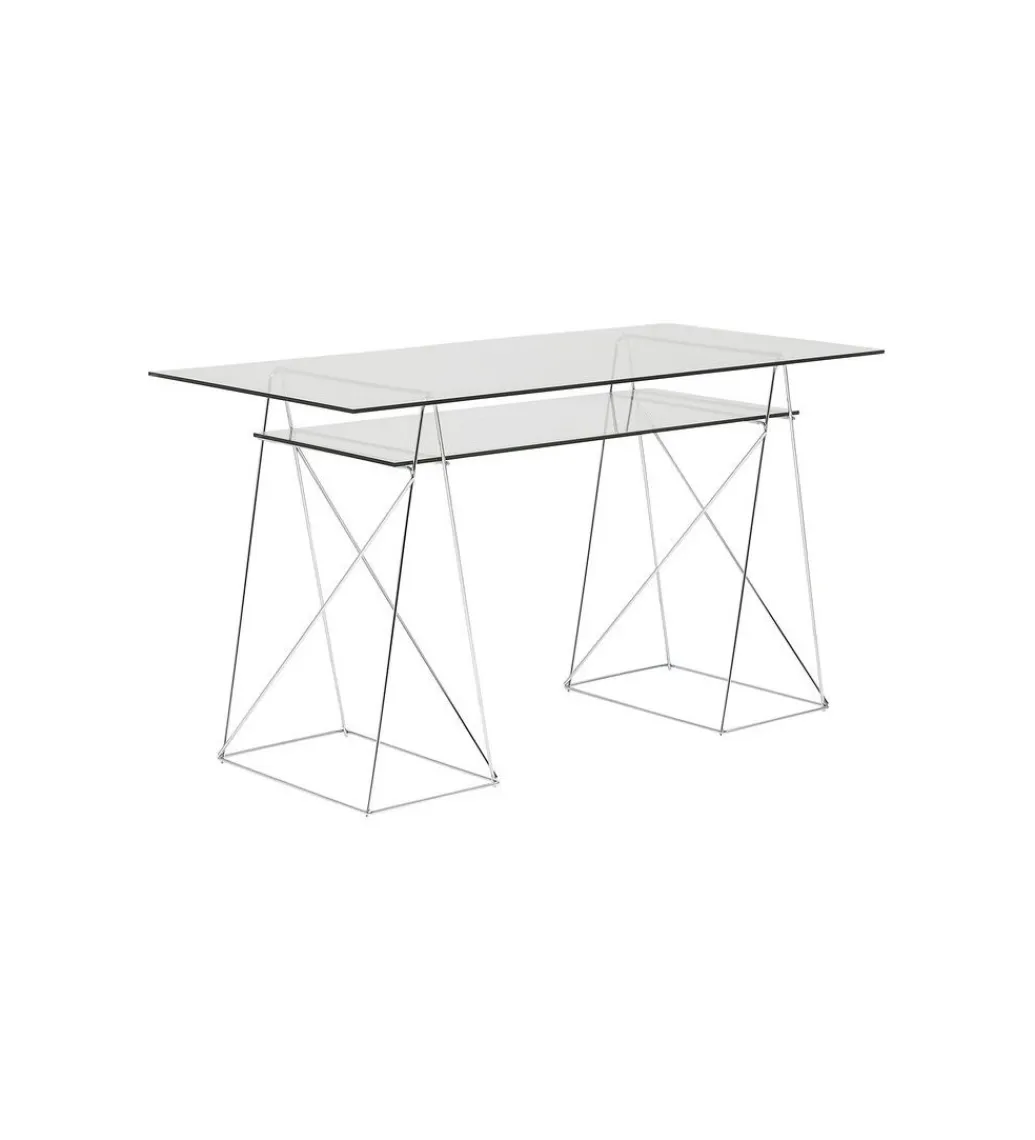 KARE Biurko szklane POLAR 130 cm srebrne