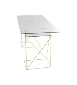 KARE Biurko szklane POLAR 135 cm złote