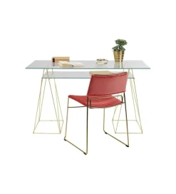 KARE Biurko szklane POLAR 135 cm złote