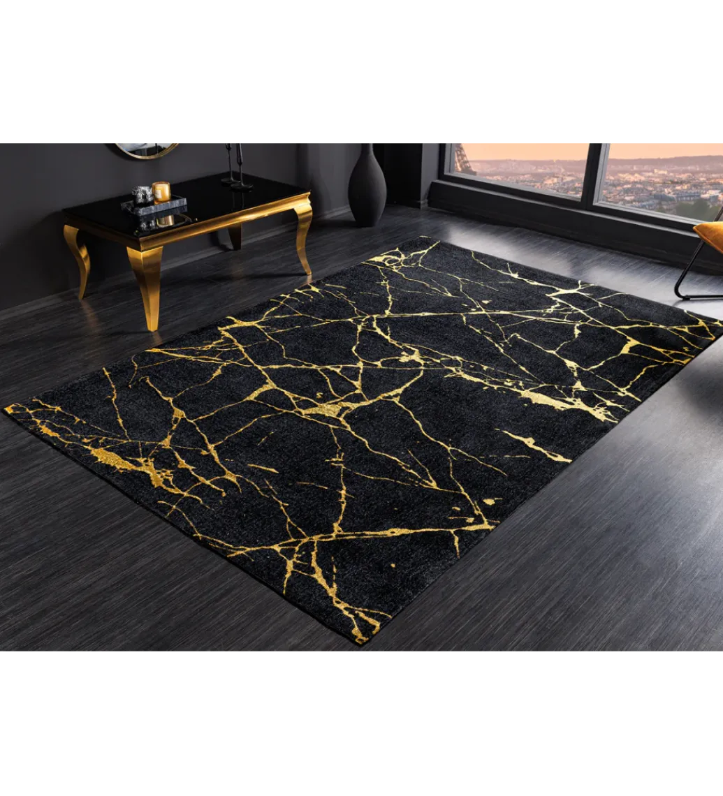 Invicta Interior Dywan MARBLE 160 x 240 cm czarno złoty