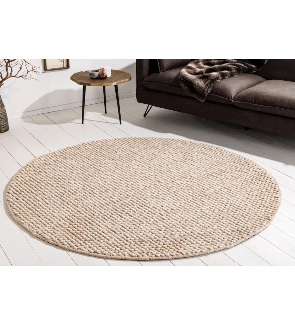 Invicta Interior Dywan WOOL 150cm okrągły beżowy