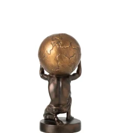 J-Line Figurka BALL HOLDING 28 cm ciemno brązowa złota