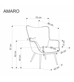 Halmar Fotel AMARO sztruks kremowy