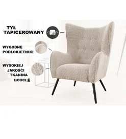 Invicta Interior - przedsprzedaż Fotel ARIANA Bouclé Greige