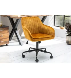 Invicta Interior Fotel Biurowy Dutch Comfort ciemna musztarda