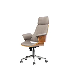 Invicta Interior - przedsprzedaż Fotel biurowy MANHATTAN od 44 do 54 cm szary drewno dębu