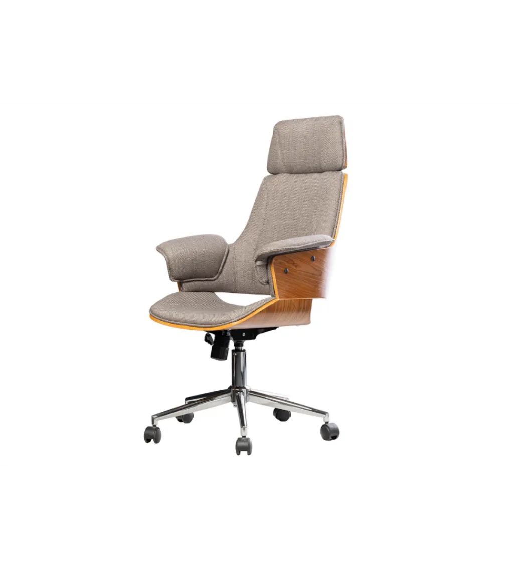 Invicta Interior - przedsprzedaż Fotel biurowy MANHATTAN od 44 do 54 cm szary drewno dębu