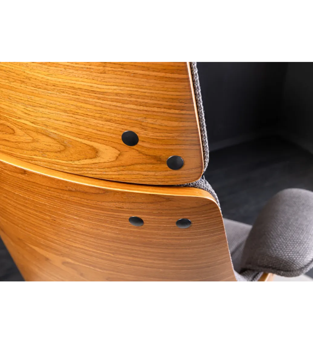 Invicta Interior - przedsprzedaż Fotel biurowy MANHATTAN od 44 do 54 cm szary drewno dębu