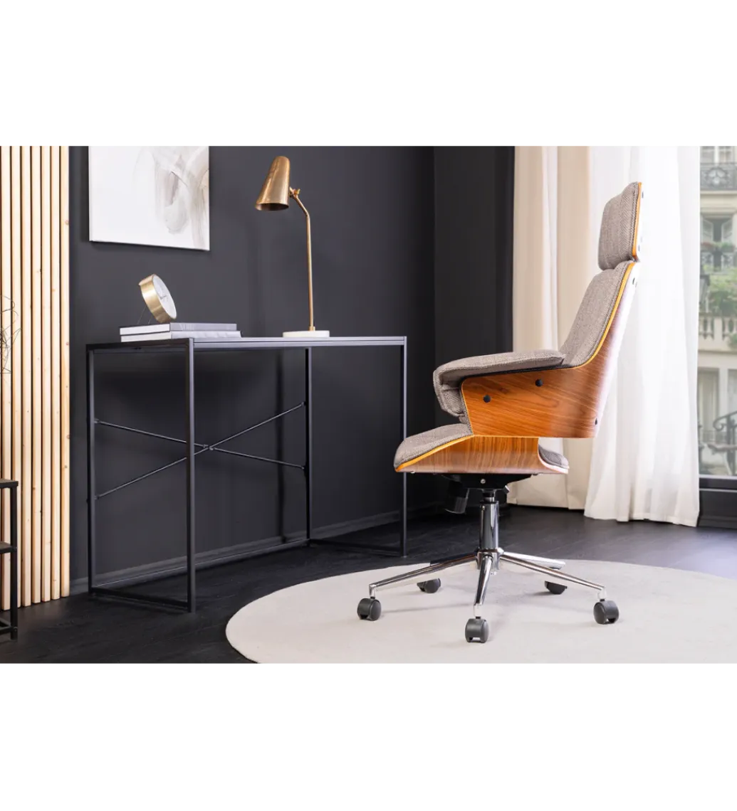 Invicta Interior - przedsprzedaż Fotel biurowy MANHATTAN od 44 do 54 cm szary drewno dębu
