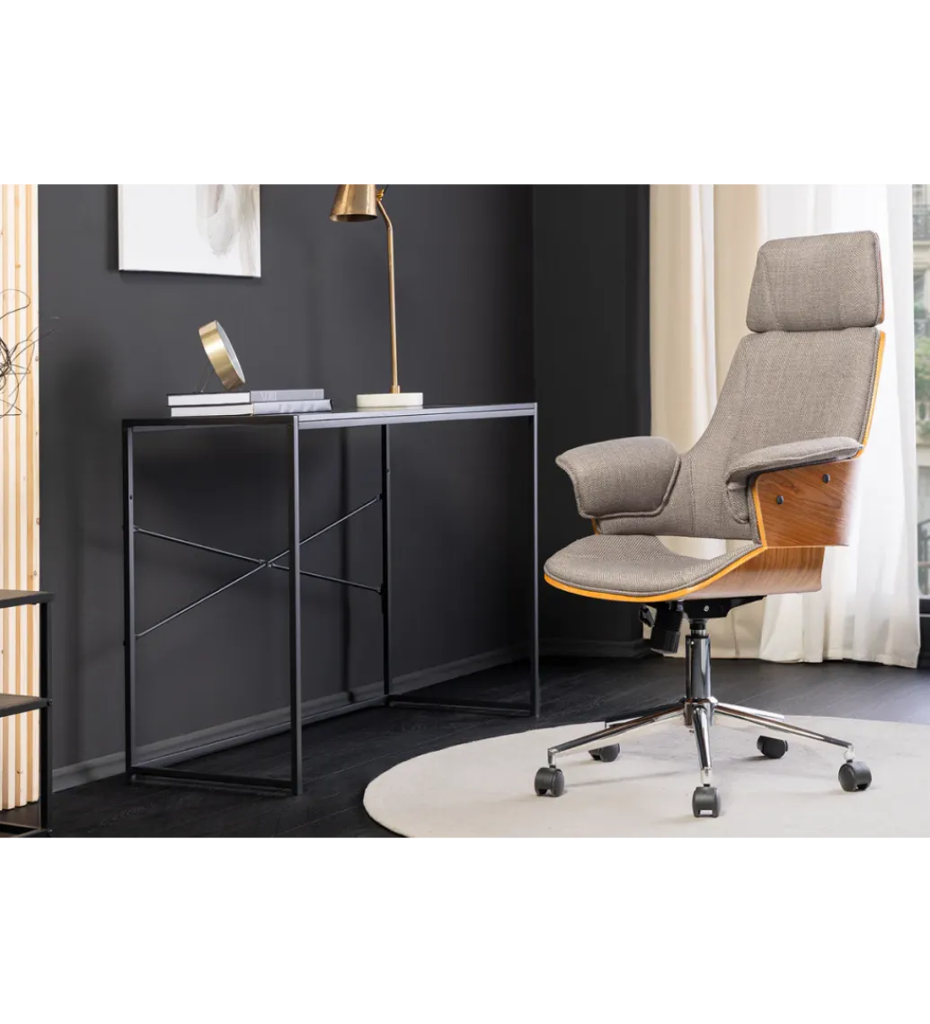 Invicta Interior - przedsprzedaż Fotel biurowy MANHATTAN od 44 do 54 cm szary drewno dębu