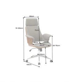 Invicta Interior - przedsprzedaż Fotel biurowy MANHATTAN od 44 do 54 cm szary drewno dębu
