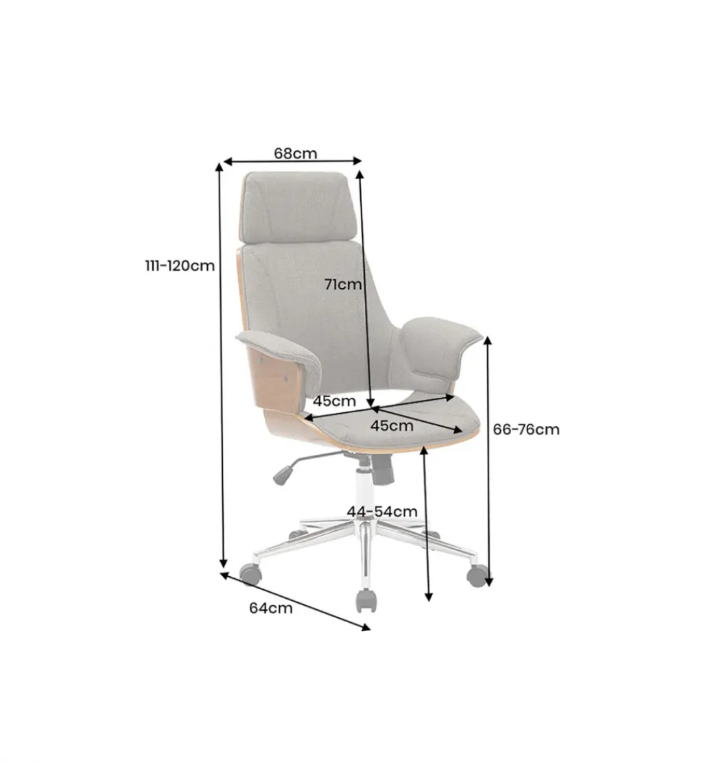 Invicta Interior - przedsprzedaż Fotel biurowy MANHATTAN od 44 do 54 cm szary drewno dębu