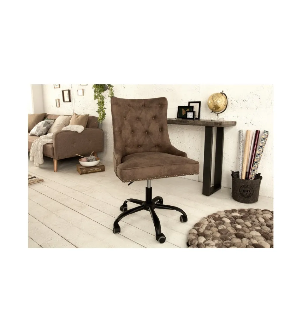 Invicta Interior Fotel biurowy Victorian brązowy