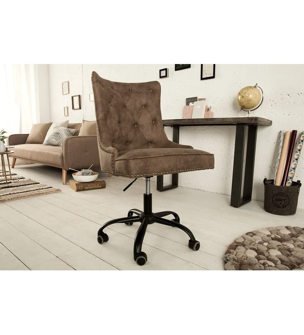 Invicta Interior Fotel biurowy Victorian brązowy