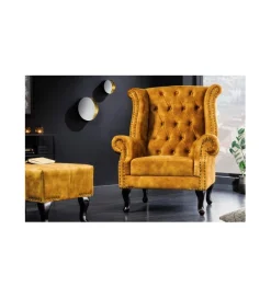 Invicta Interior Fotel BRIGIDA Chesterfield musztardowy